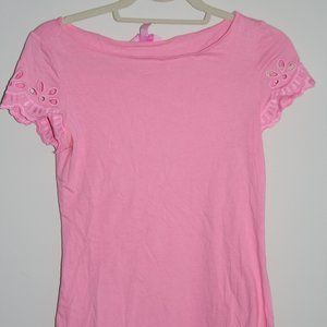 Lilly Pulitzer Pink Tshirt with Eyelet Sleeves